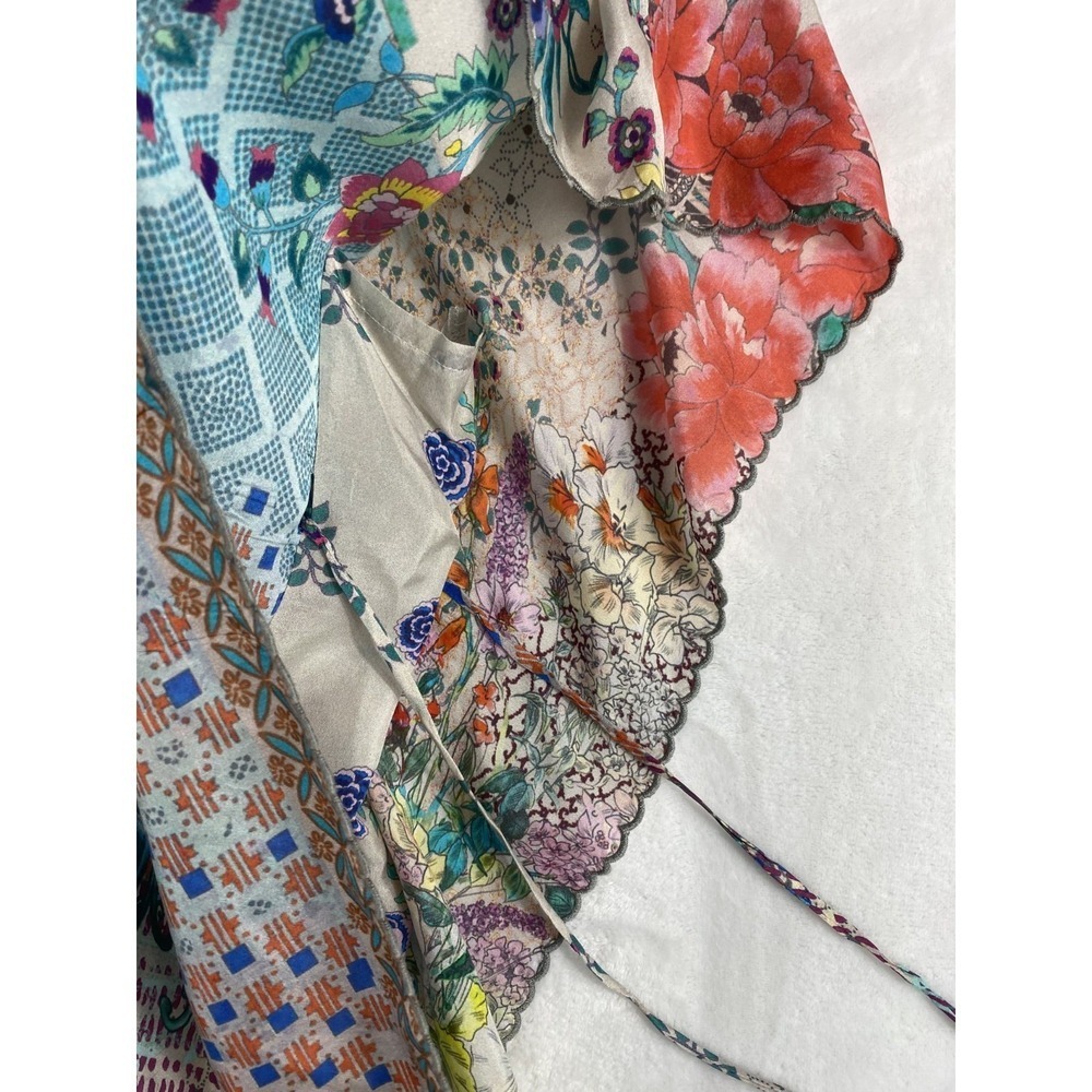 Johnny Was 100% Washable Silk Kimono Sz L Artsy Resort Cover Up Luxe Bohemian - Picture 6 of 14